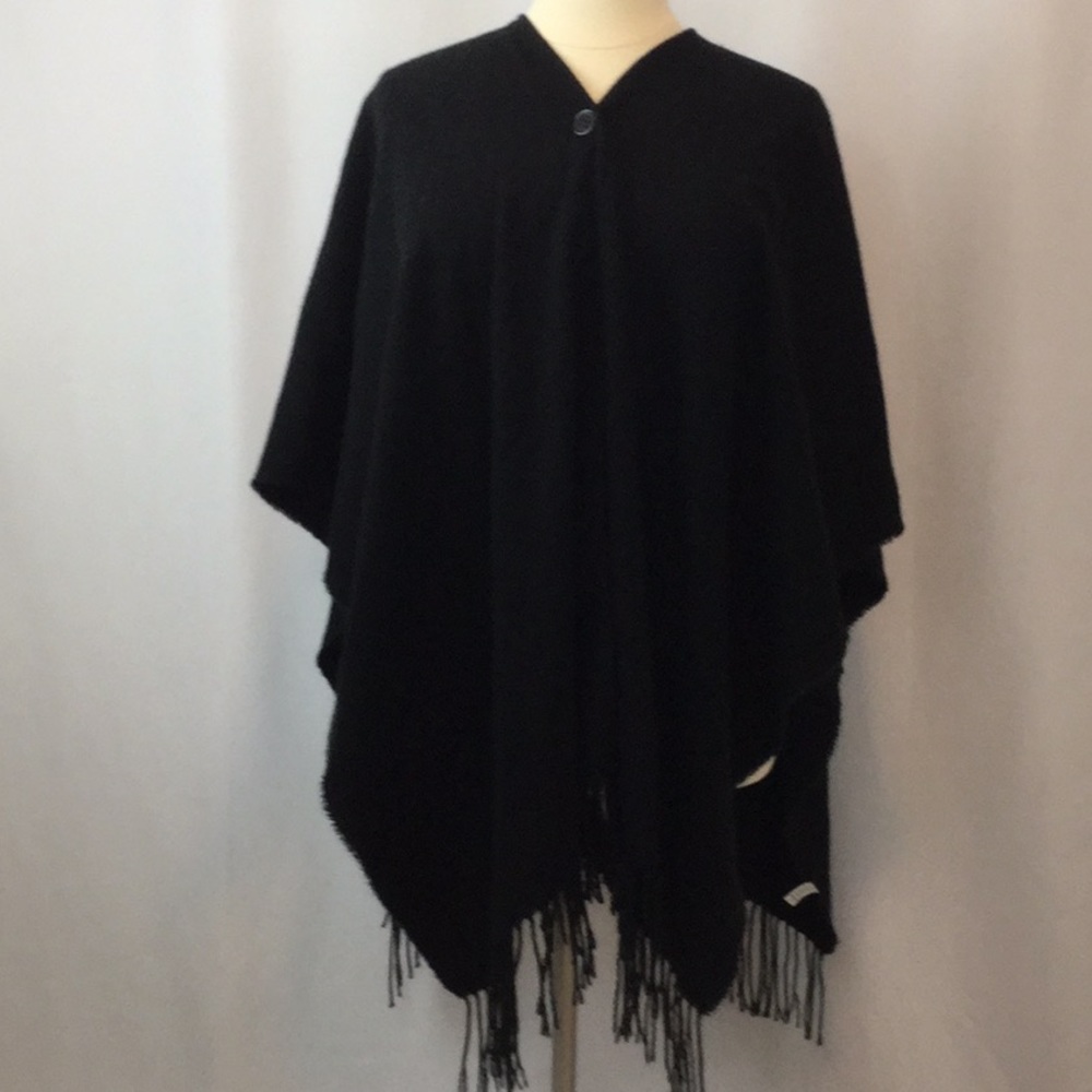 Ellos black fringe wrap/shawl. One size 18-24